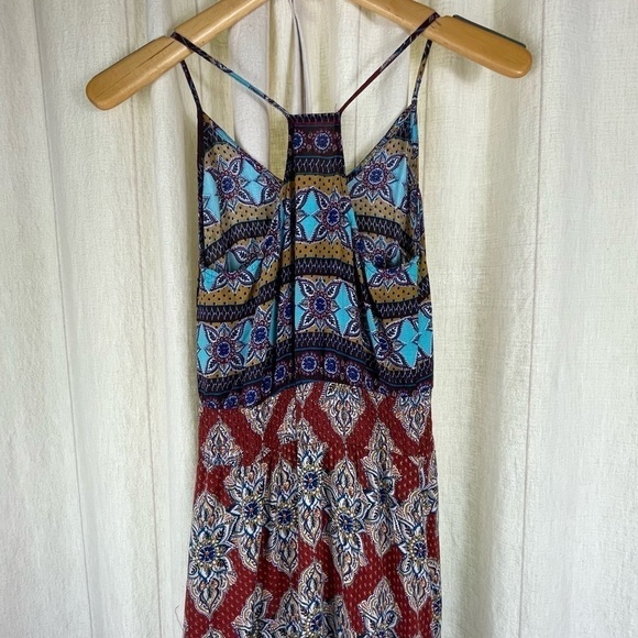 BOHEMIAN BOHO MAXI DRESS SIZE XS SPAGHETTI STRAP - Picture 2 of 14